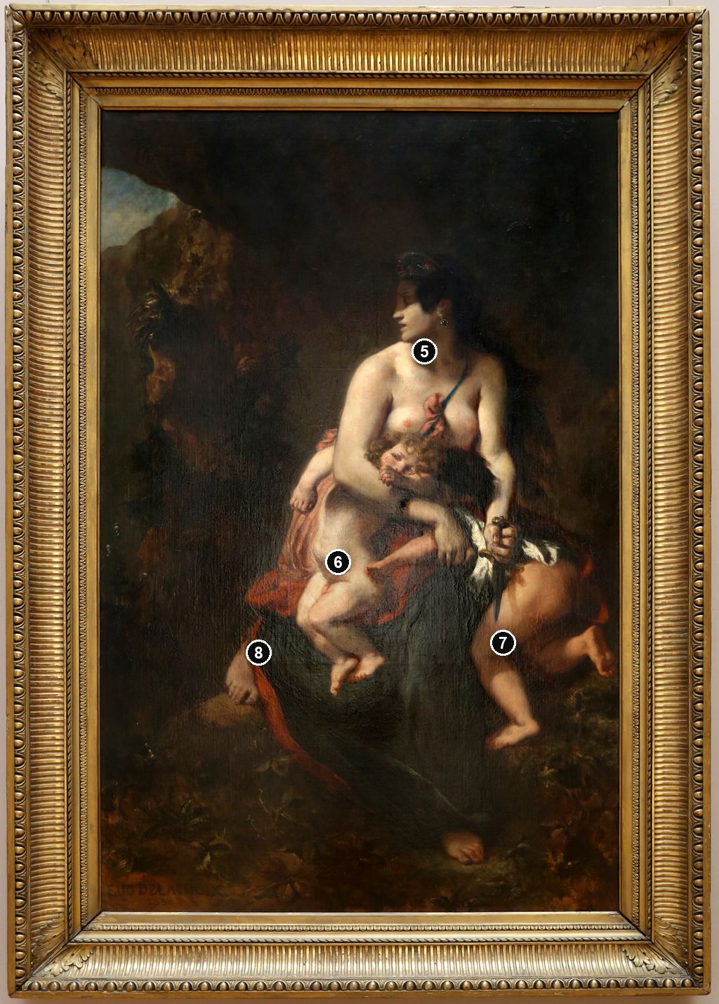 Annotated details from Medea - Lille 1838 Original by Eugène Delacroix